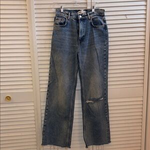 Zara wide leg jeans distressed